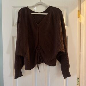 Burgundy V-Neck Women's Sweater